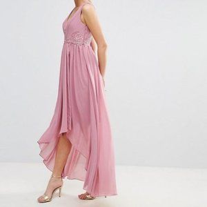 Y.A.S Maxi Dress With Embroidered Bodice And Hi Lo Hem